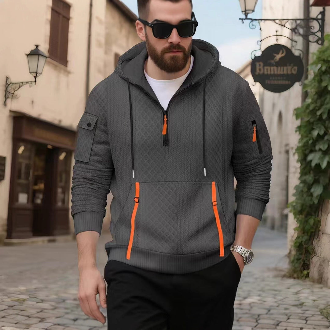 Men's trendy hoodie with textured design and practical pockets Lune London
