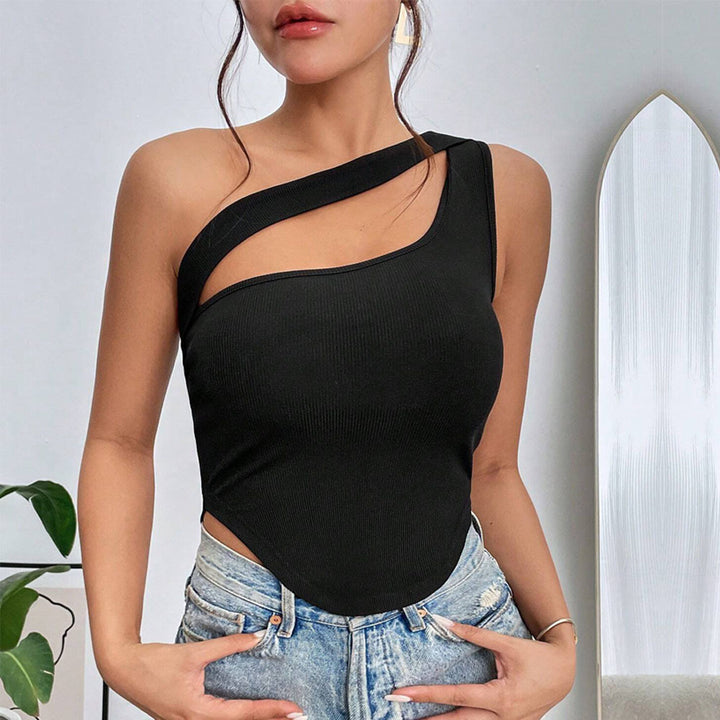 Asymmetrical body for women with thin spaghetti straps and elastic fabric Chic & Stil