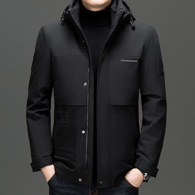 Waterproof transition jacket for men with practical inner lining Lune London