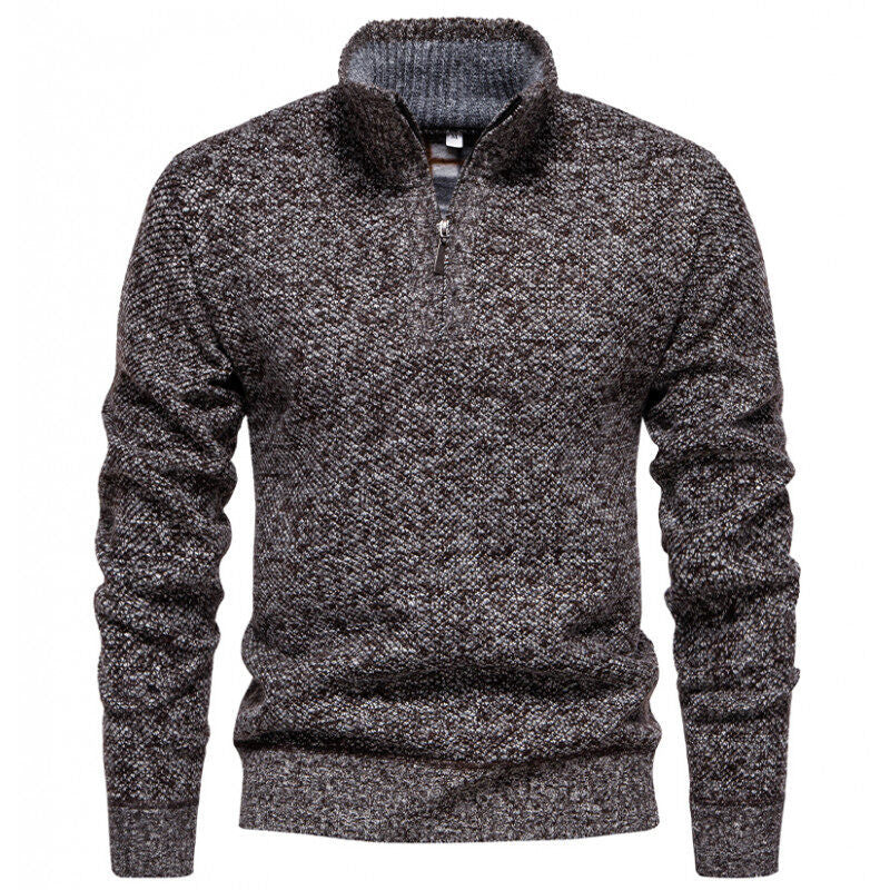 Men's High-Quality Pullover with High Collar and Zip Lune London