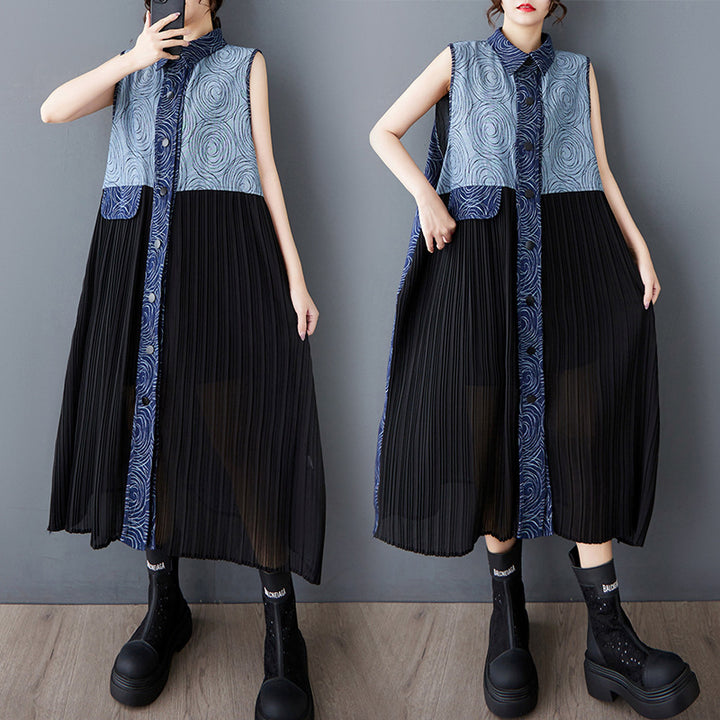 Pleated maxi dress for women with embellished top Lune London