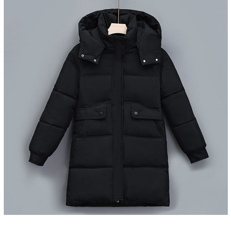Ladies Long Winter Coat with Removable Hood and Practical Pockets Lune London
