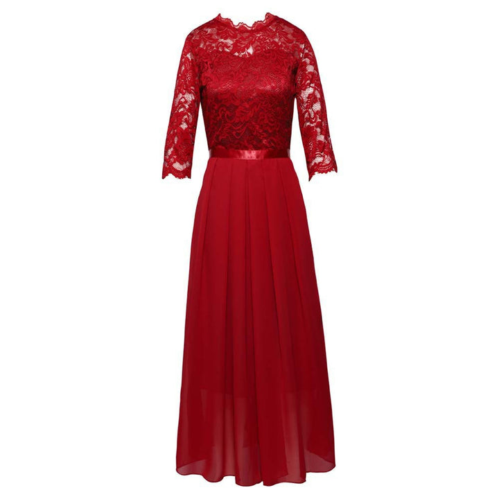 Elegant evening dress for ladies with lace top and flowy skirt Lune London