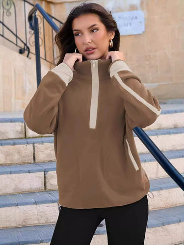Fleece sweater for women with zip Lune London