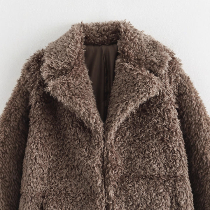 Ladies cozy fleece jacket with elegant collar Lune London