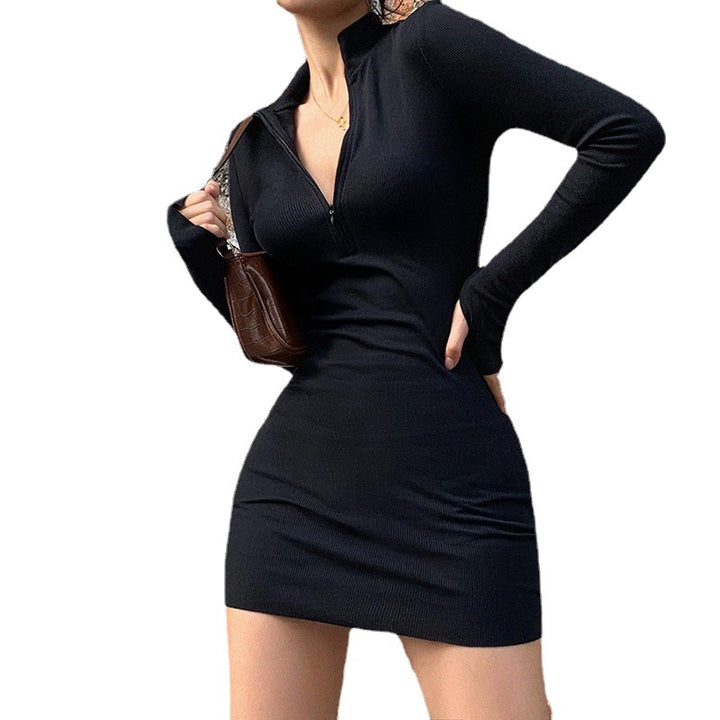 Women Mini Zip-Up Dress with Long Sleeves Lune London