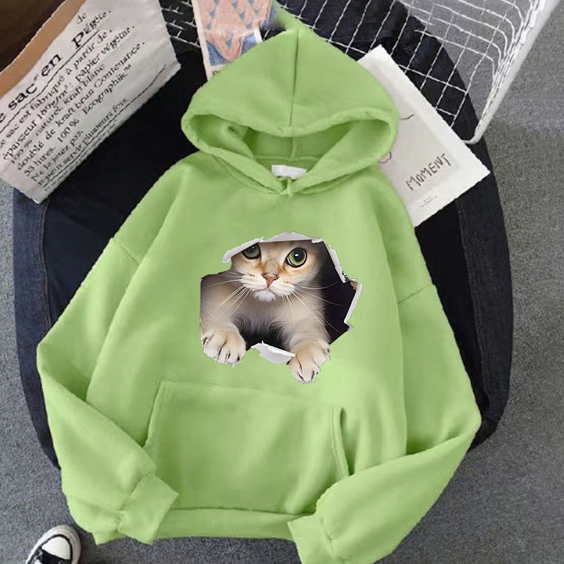Women's hoodie with creative cat design Chic & Stil 1772612757