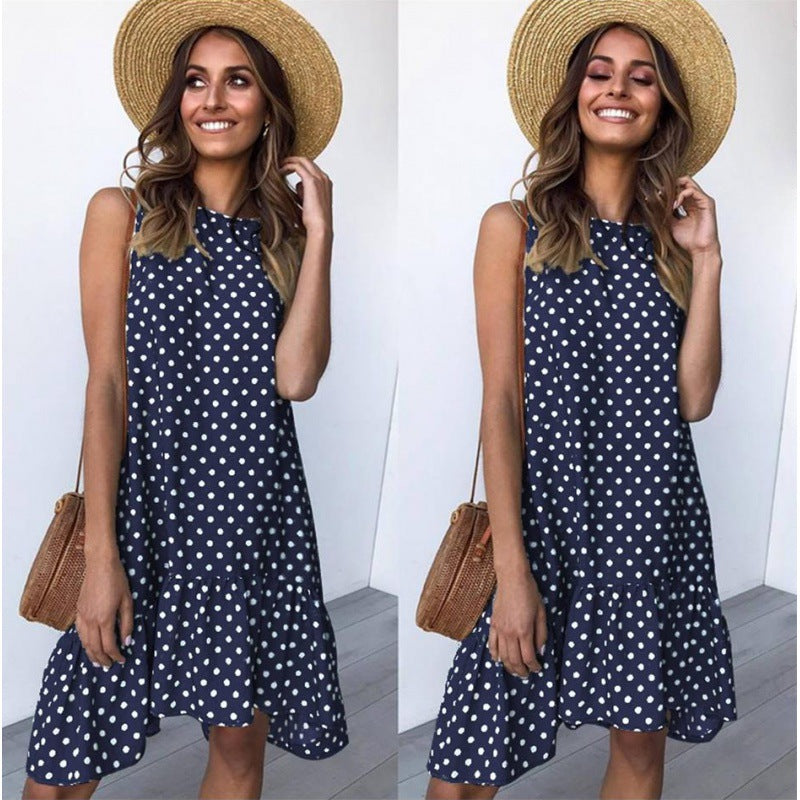Robe d'été A-line pour femme avec ourlet volanté et pois Chic & Stil