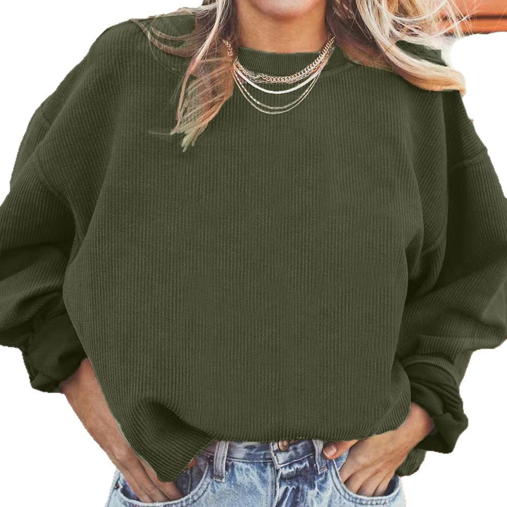 Ladies Casual Sweatshirt with Ribbed Texture and Loose Fit Lune London