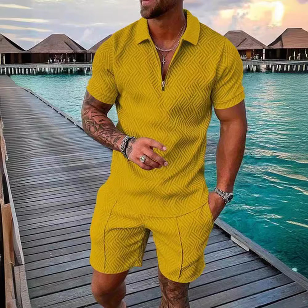 Trendy short jumpsuit for men with a textured design Lune London
