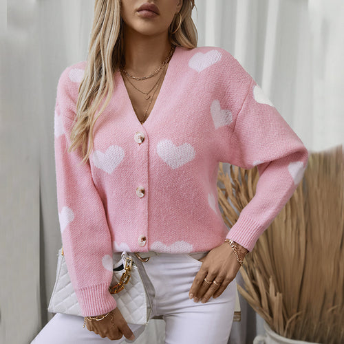 Fashion knit jacket for women with heart patterns and buttons Lune London