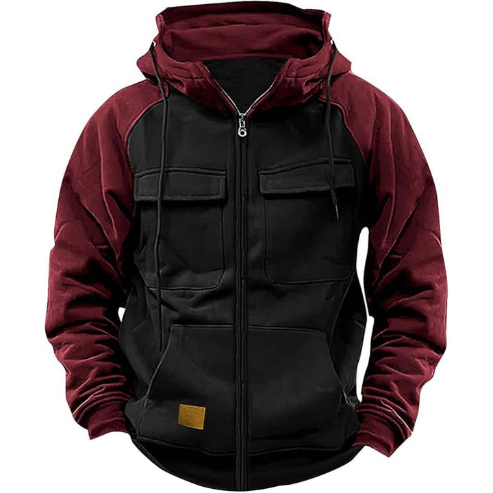 Sporty hooded jacket for men with practical chest pockets and warm fleece material Lune London
