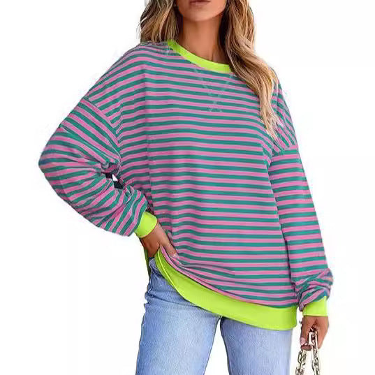 Women's Casual Sweater with Wide Stripes Lune London