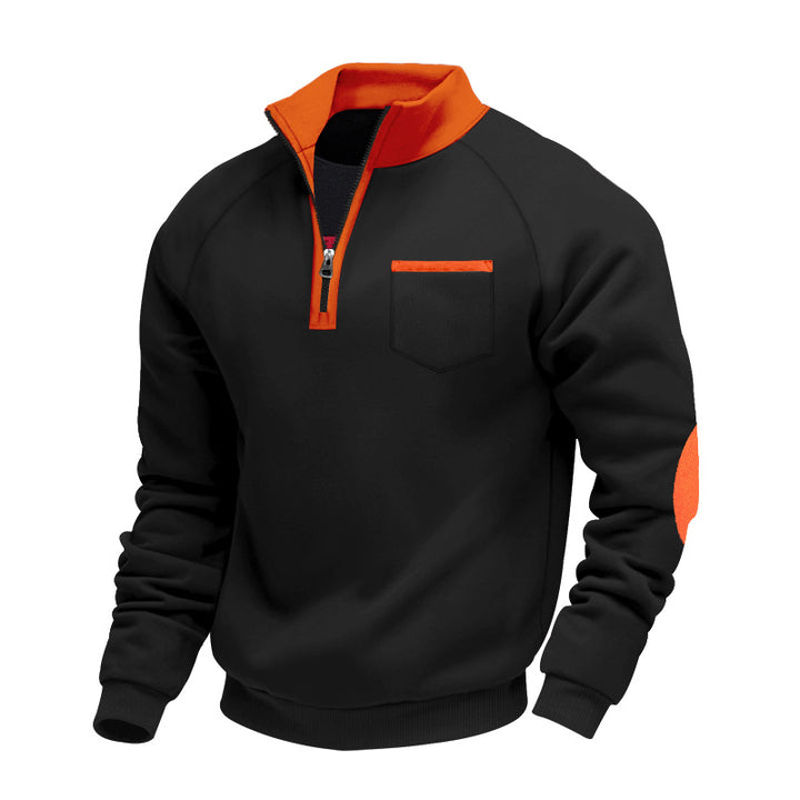 Men's trendy hooded sweater with zipper and practical chest pocket Lune London