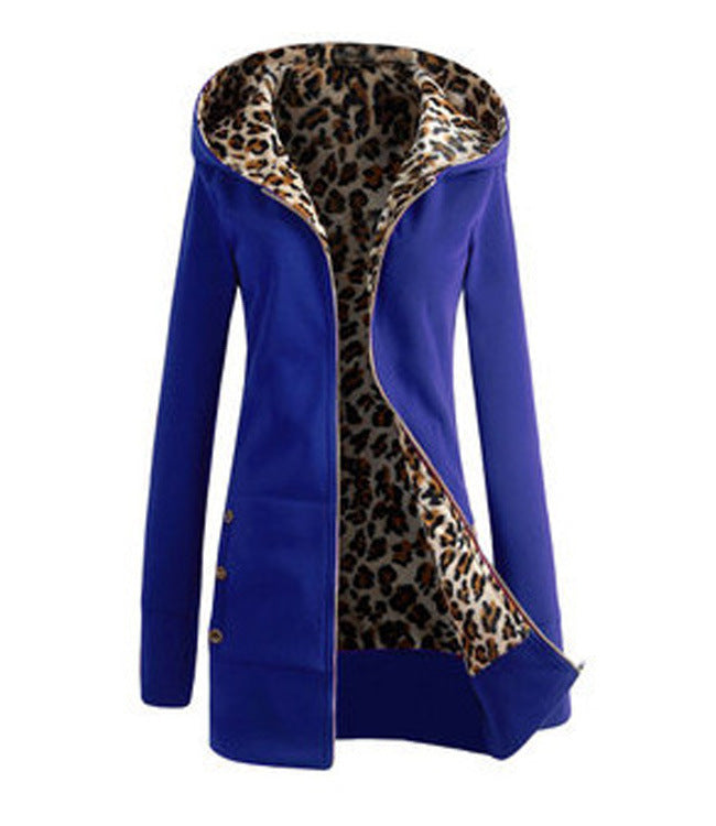 Ladies Long Sporty Jacket with leopard print inside Chic and Stylish