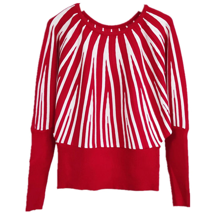 Pull en maille de créateur pour femmes avec motif à lignes asymétriques Chic & Stil
