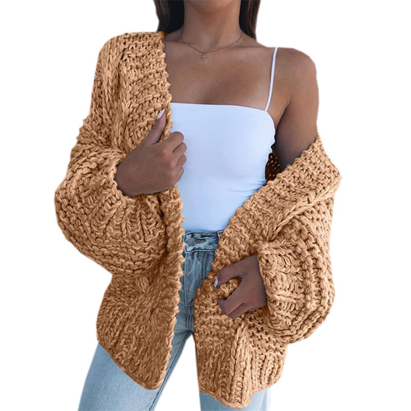 Ladies chunky knit cardigan with oversized sleeves and a relaxed fit Chic and Still