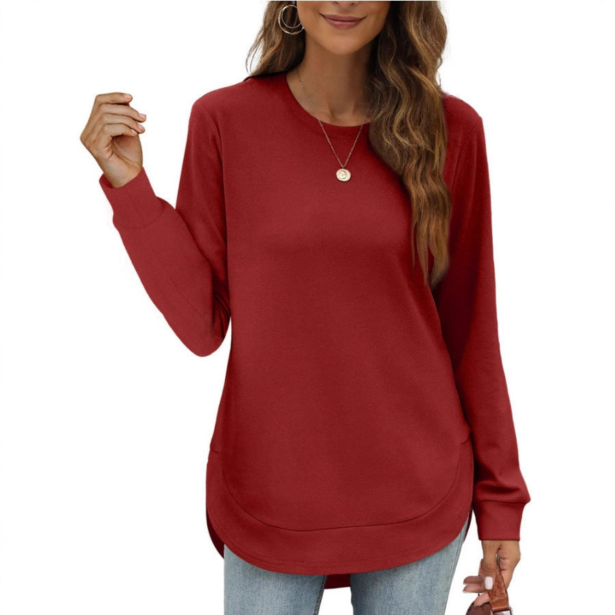 Casual women's long sleeve sweater with curved hem Lune London