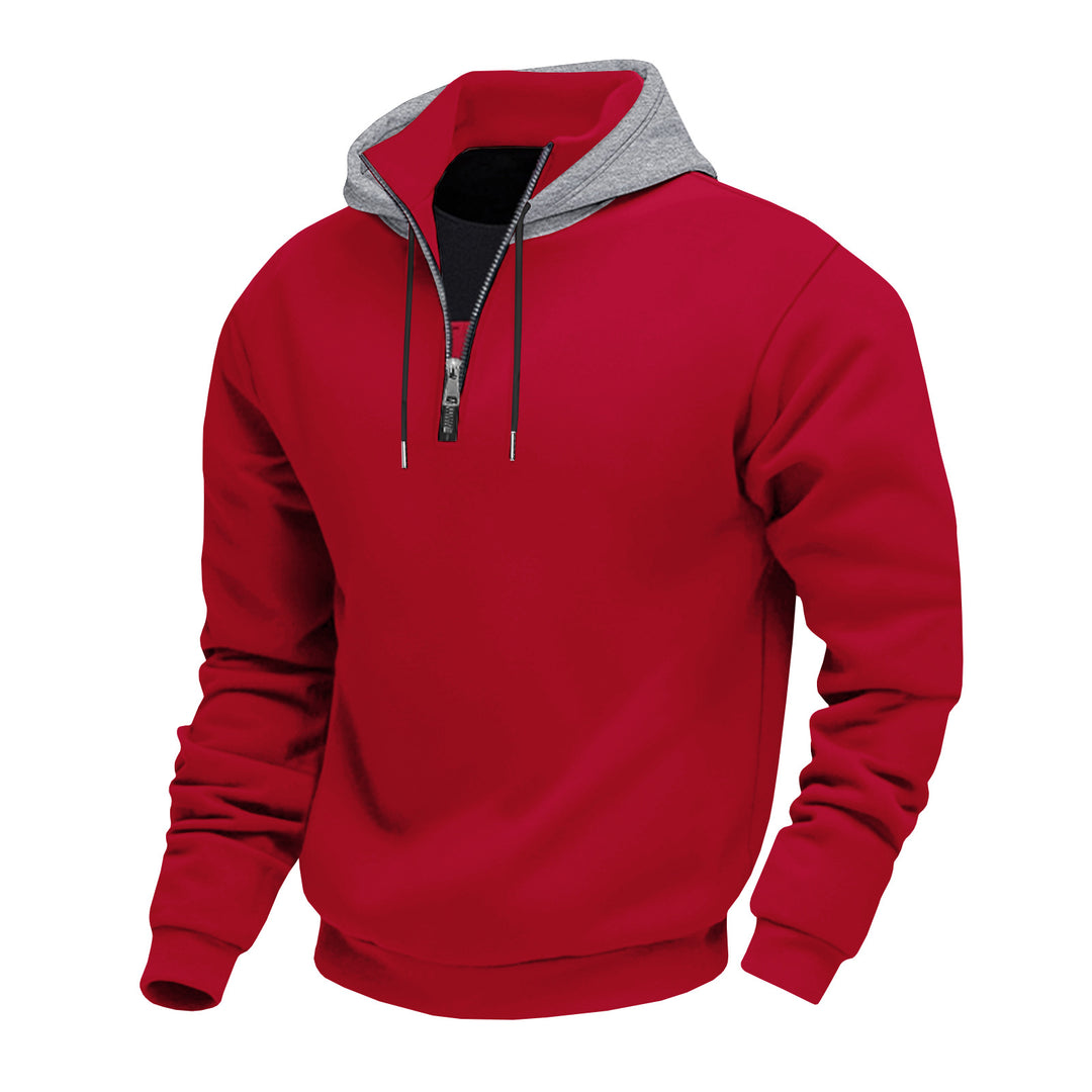 Men's half-zip hoodie with contrasting inner lining Chic und Stil