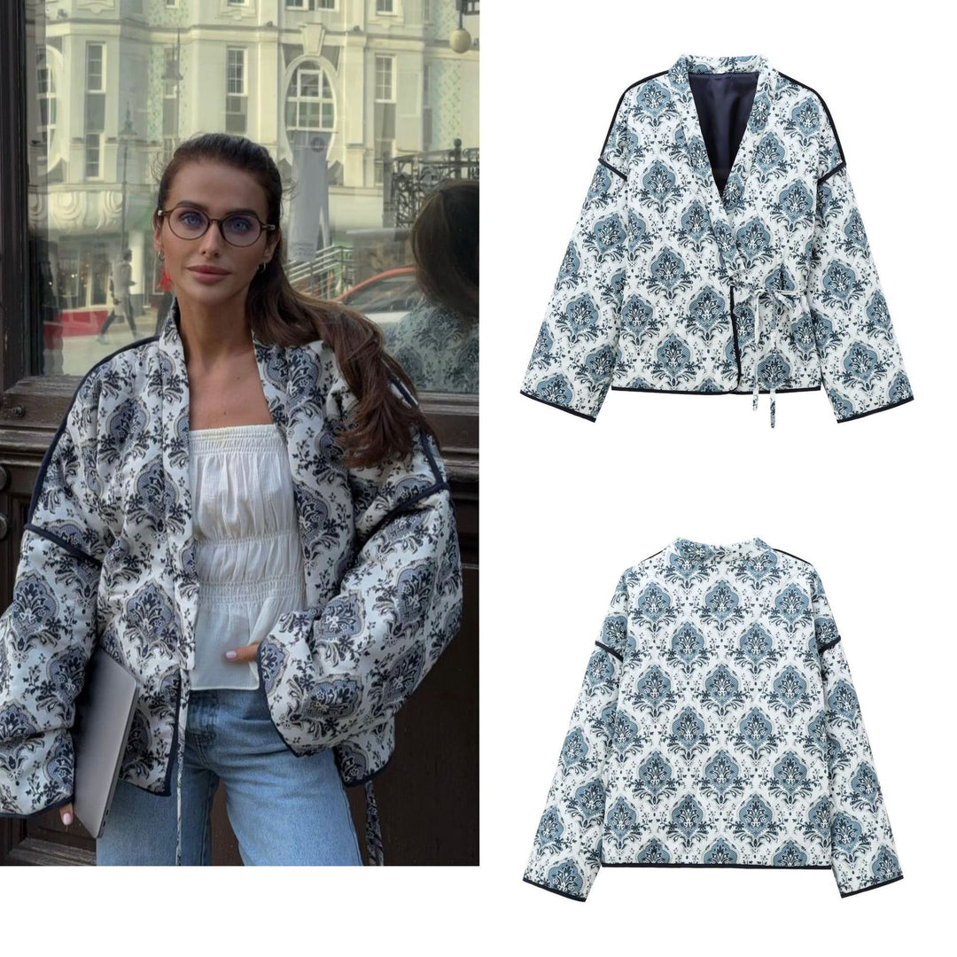 Veste chic pour femmes avec motif floral et ceinture ajustable Chic & Stil
