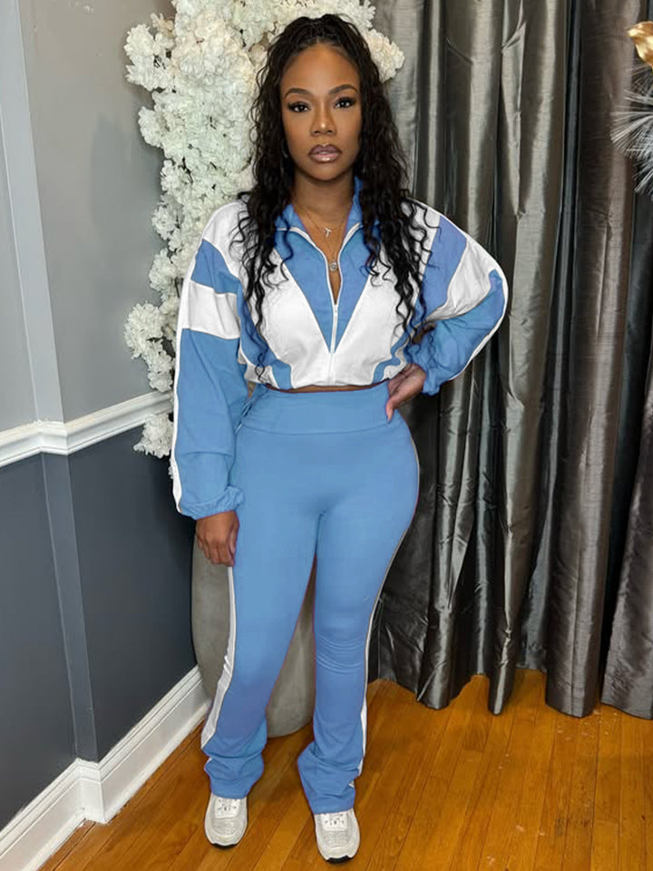 Ladies two-piece sports set with cropped jacket and fitted leggings Lune London