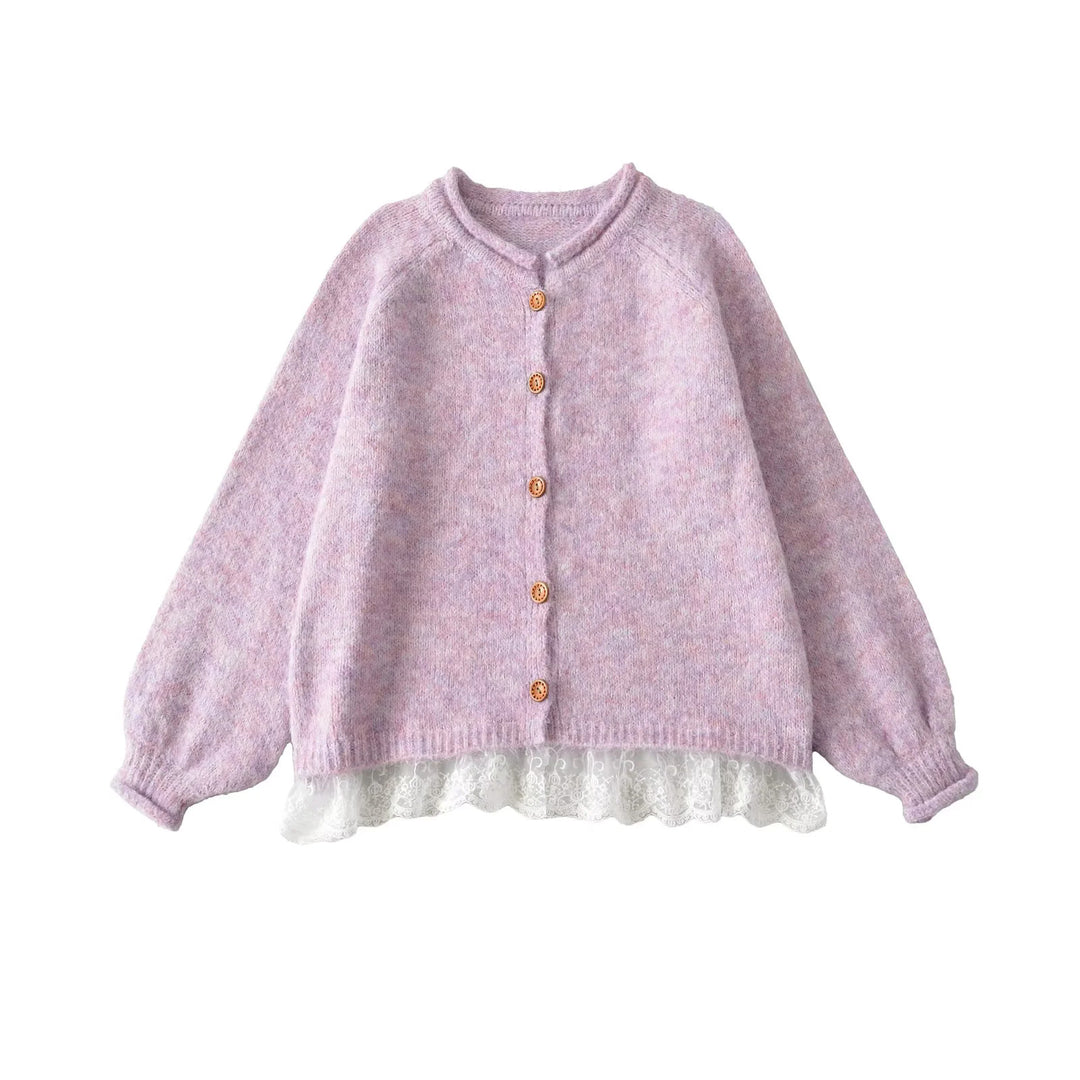 Ladies Elegant Knitted Vest with Lace and Chic Button Detail and Style