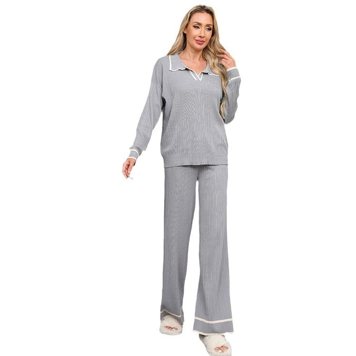 Fashion knitted loungewear set for women with a chic collar and wide legs Lune London