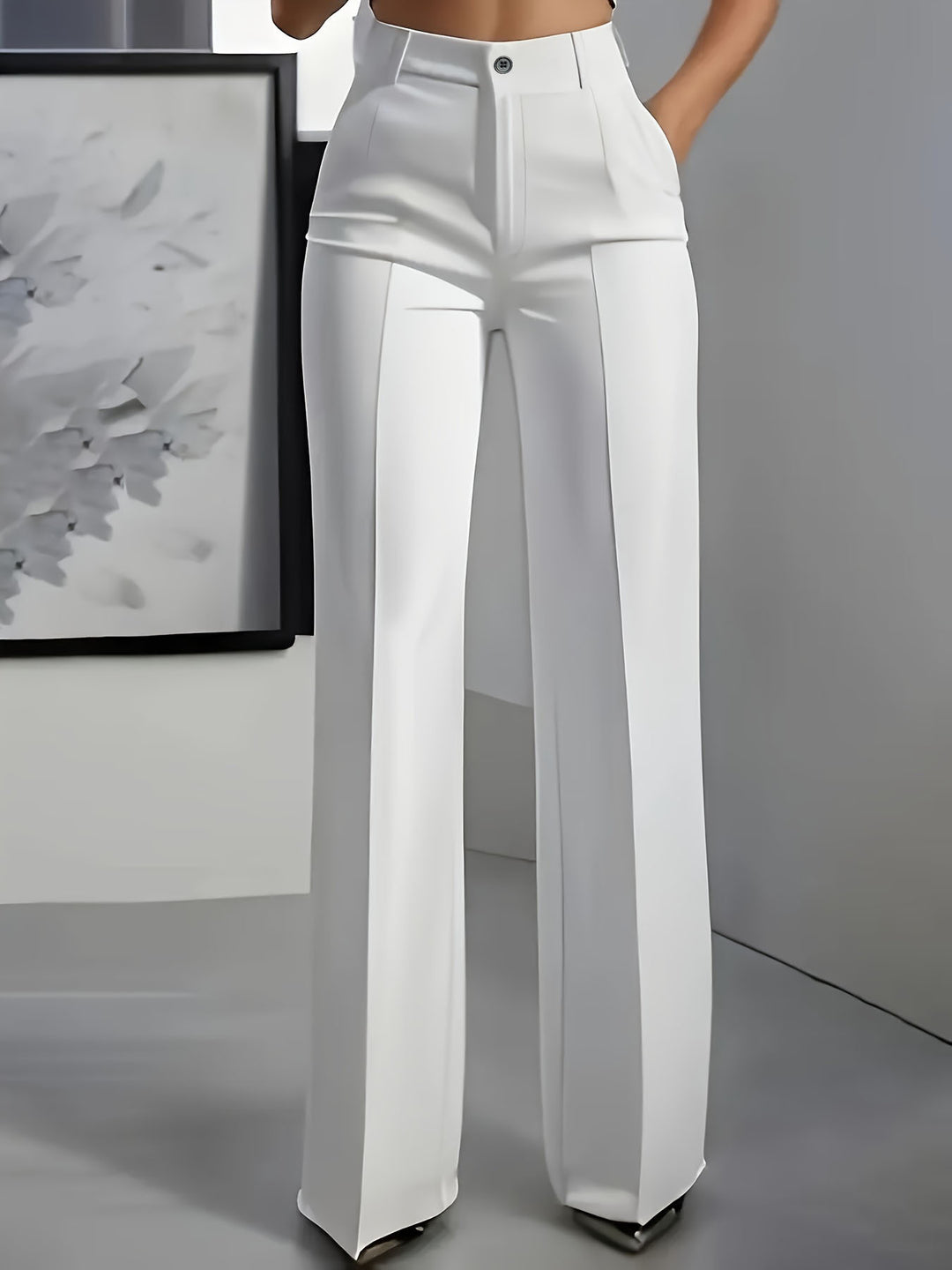 Women's suit trousers, wide cut, high waist and pleats, Lune London