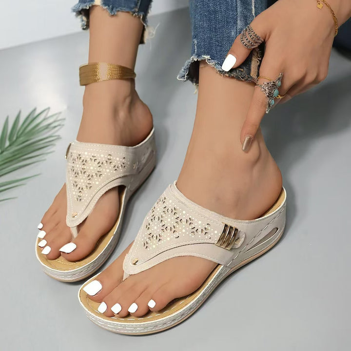 Elegant slide sandals for ladies with cutouts Lune London