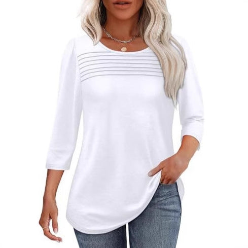 Women's Long Sleeve Shirt with Pleat Details Chic & Stil