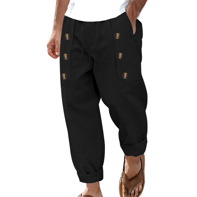 Men's casual cargo pants with practical button details and comfortable pockets Chic and style