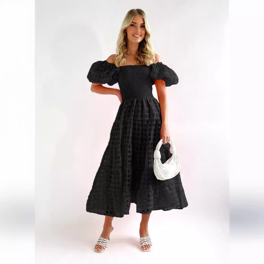 Maxi dress for women with puff sleeves and elastic top Chic & Stil