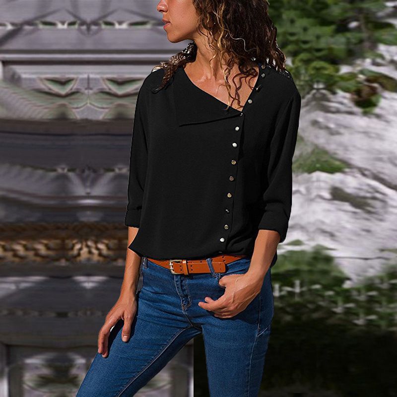 Ladies Buttoned Relaxed Fit Blouse Chic and Style