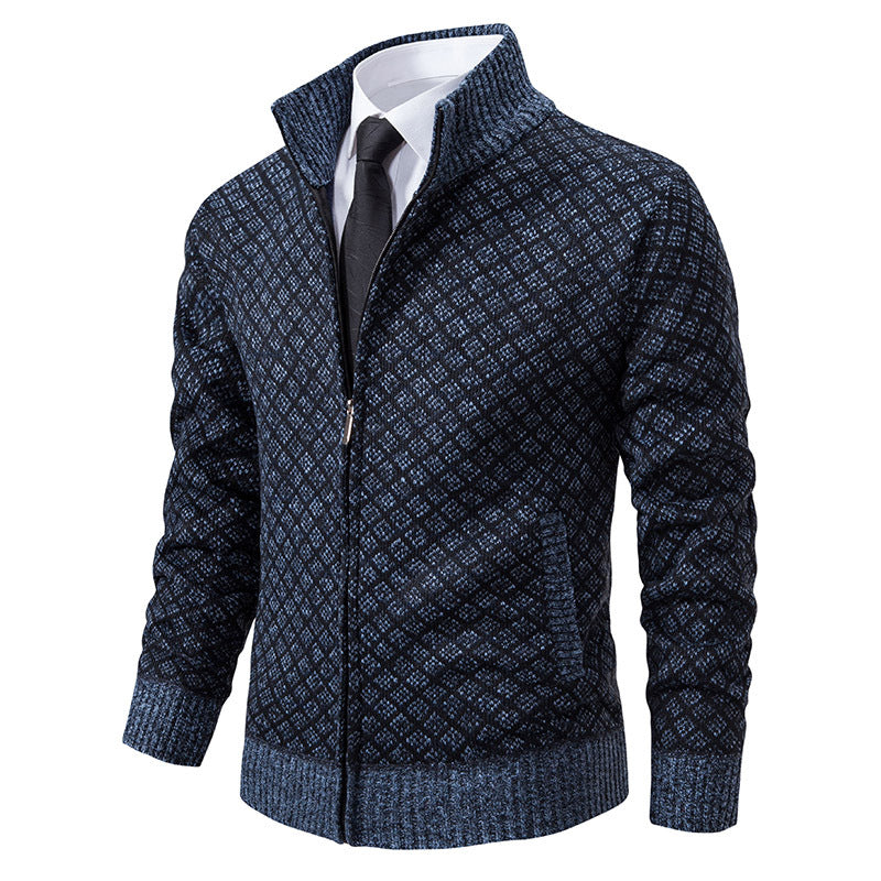 Zip jacket for men with modern diamond pattern Lune London