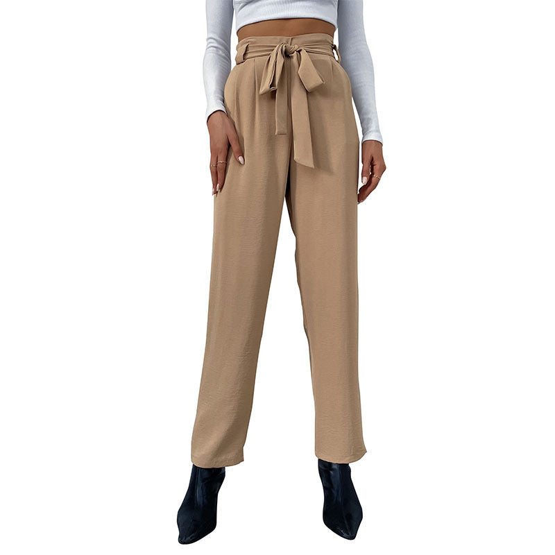 High-waisted custom pants for women with bow detail Lune London