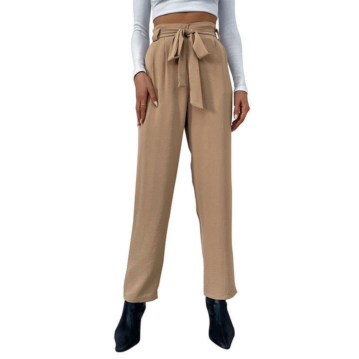 High-waisted custom pants for women with bow detail Lune London