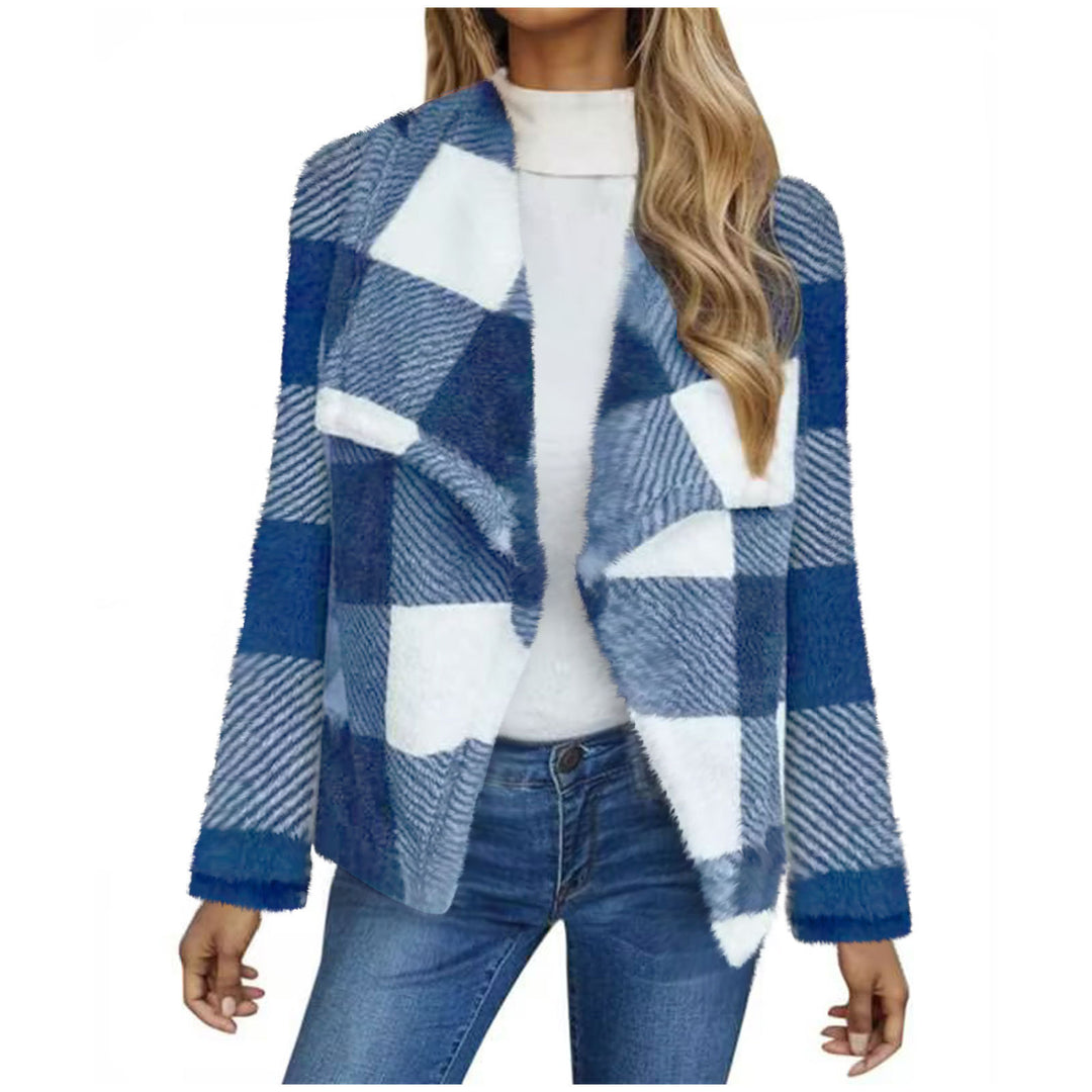 Lune London Women's Fleece Jacket with Plaid Pattern