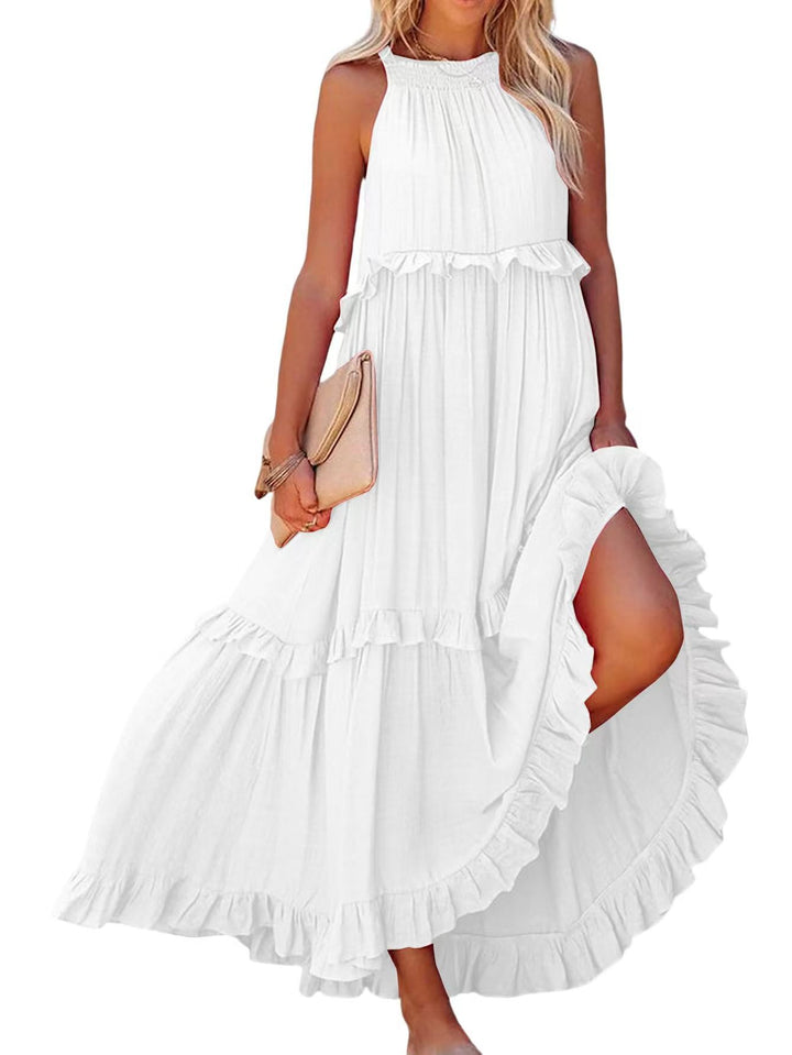Maxi dress for women with ruffled details and airy silhouette Lune London