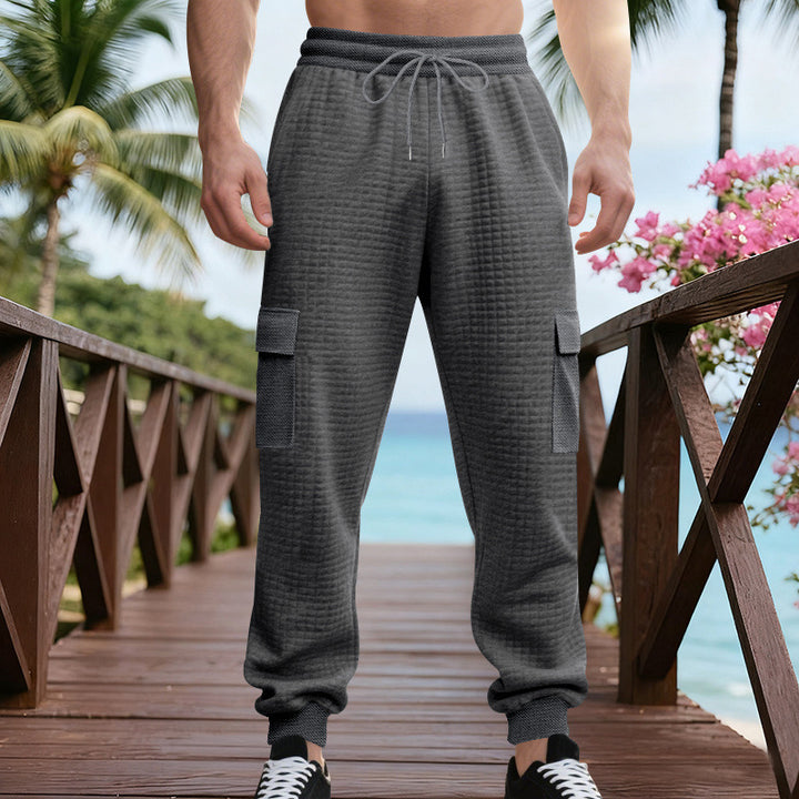 Men's cargo jogger pants with elastic waistband and practical side pockets Lune London