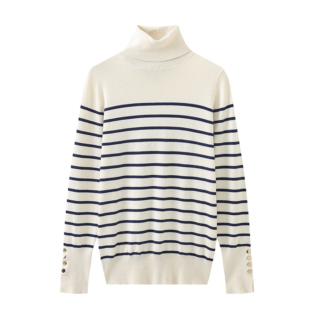 Ladies' turtleneck sweater with elegant button details Lune London