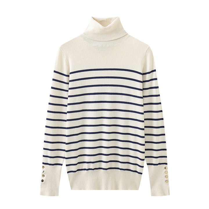 Ladies' turtleneck sweater with elegant button details Lune London