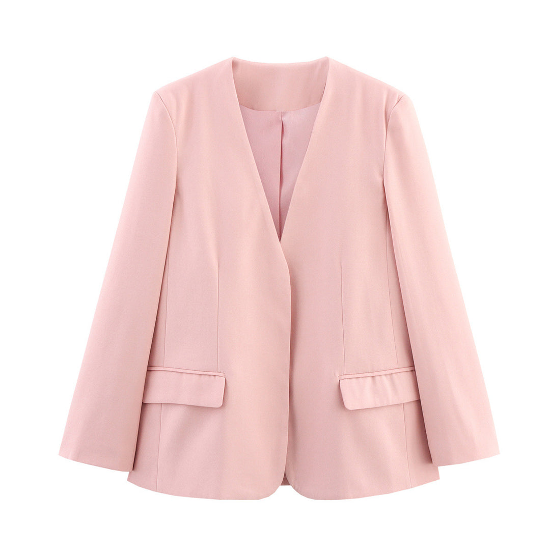 Women Oversized Blazer Elegant with V Neck and Chic Pockets and Style