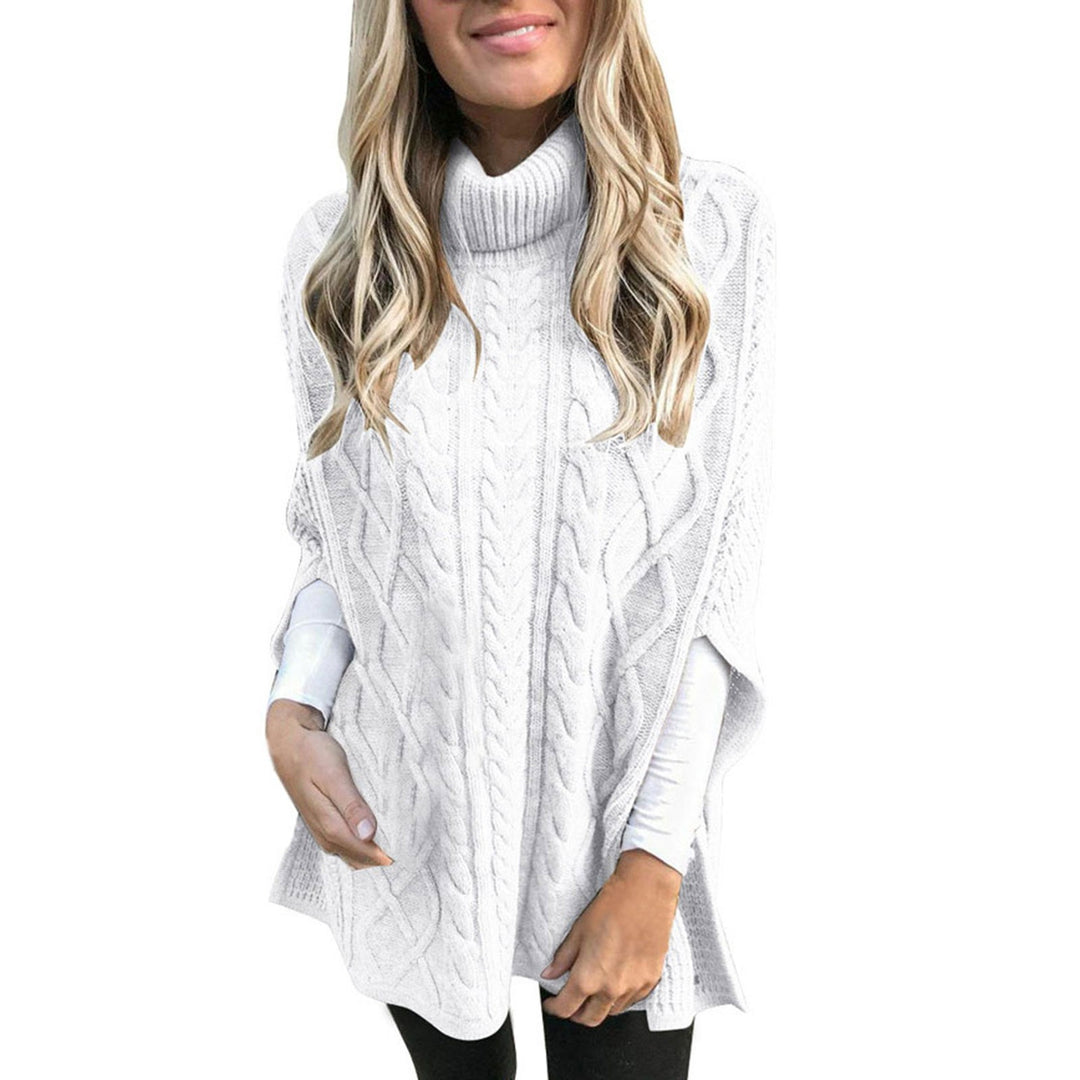 Knitted poncho for women with high collar Lune London