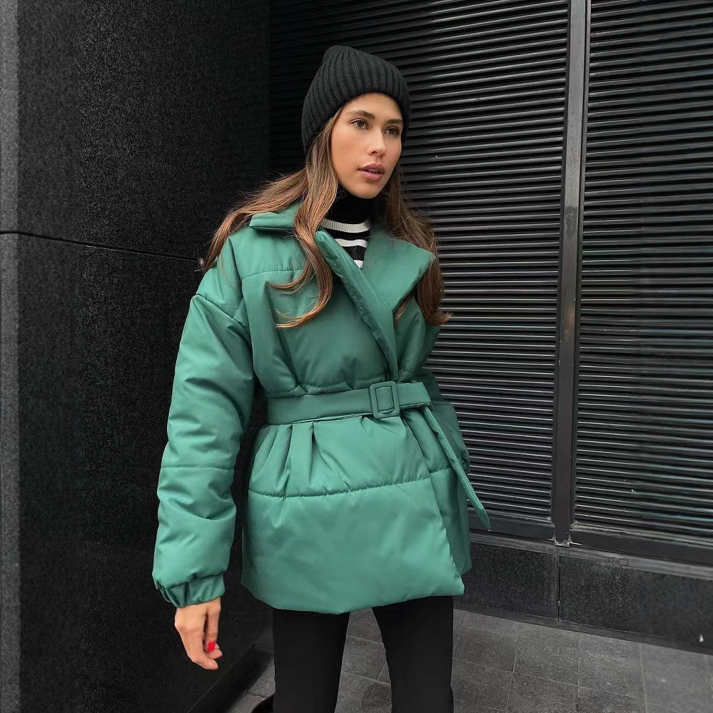 Elegant quilted coat for women with adjustable belt Lune London