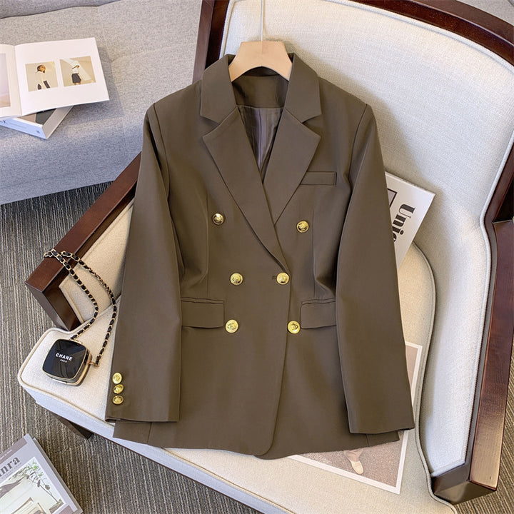 Lune London Elegant double-button blazer for women with a slim fit and gold embellishments