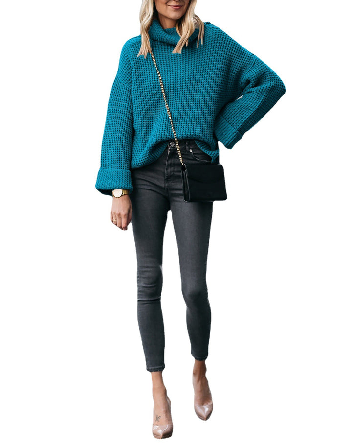 Oversized chunky knit sweater for women with a modern waffle pattern Lune London