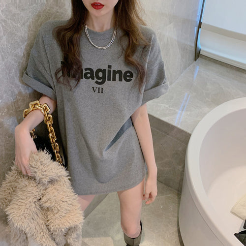 Women's Comfortable Oversized T-Shirt with Creative Print and Casual Cut