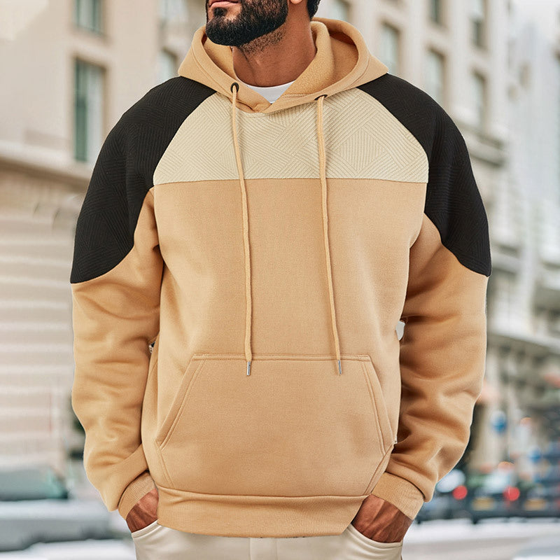 Sporty hoodie for men with textured design and contrasting sleeves Lune London