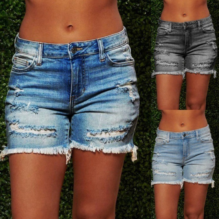 Casual Cut Distressed Denim Shorts for Women Lune London