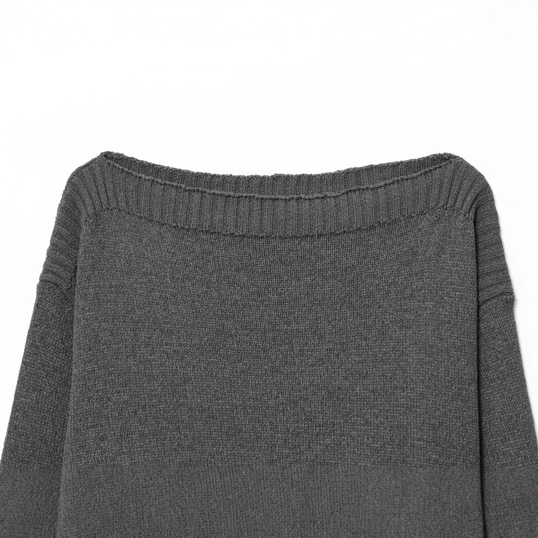 Casual knit sweater for women with wide collar and contrasting cuffs Lune London